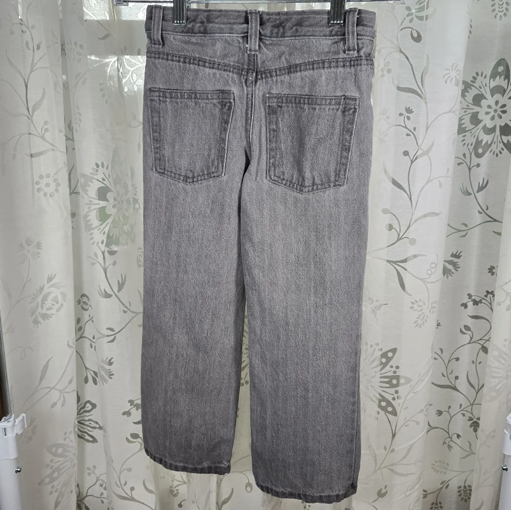 Cat &‎ Jack Boys Gray Relaxed Straight Leg Jeans Size 5 Adjustable Waist